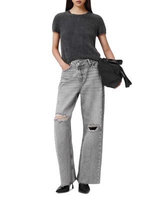 Aki Crossover High Rise Jeans in Destroy Grey
