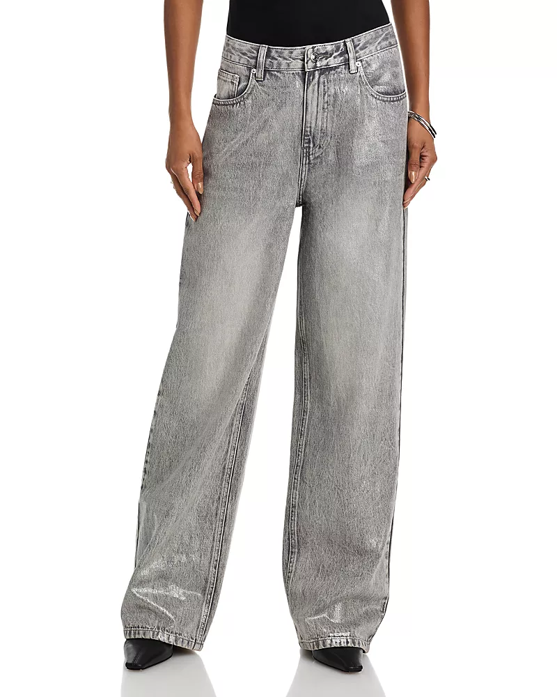 Steve Madden Zo High Rise Straight Jeans in Silver