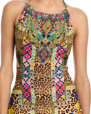 Cut Out Halter Swim Cover Up Mini Dress