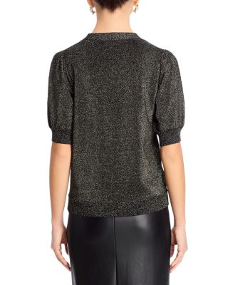 Elbow Sleeve Metallic Top