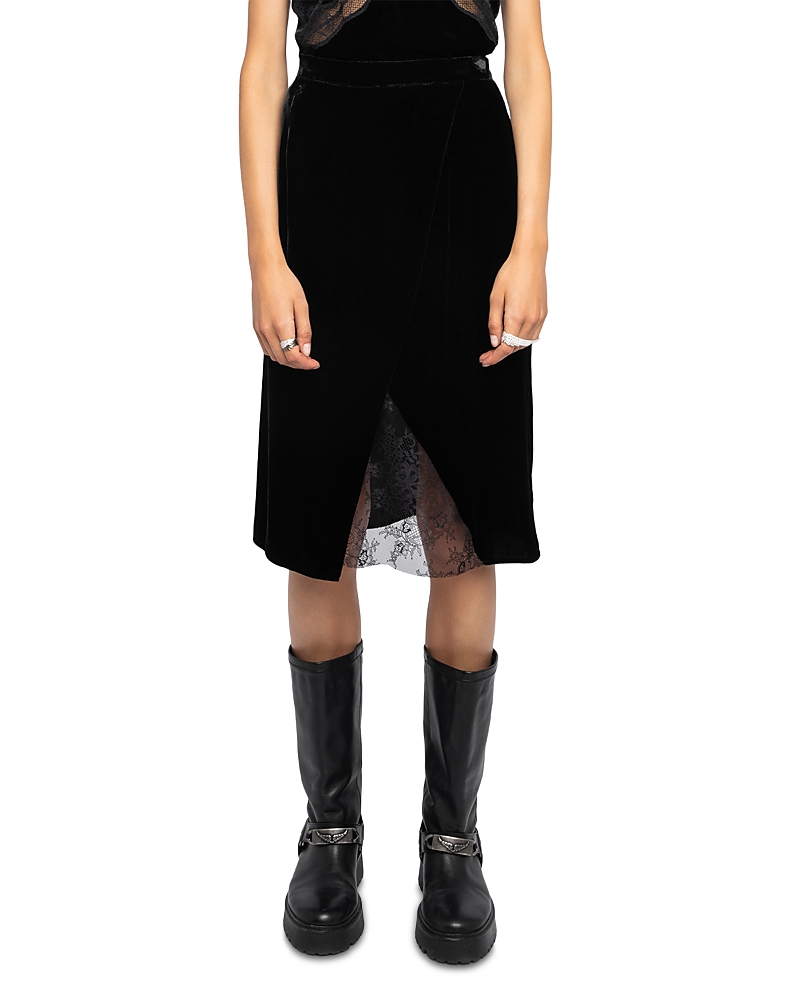 Zadig & Voltaire Julen Velvet Skirt In Black
