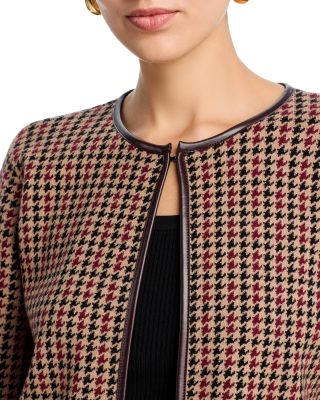 Faux Leather Trim Cardigan