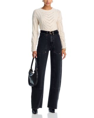 Storm Cropped Mixed Knit Sweater