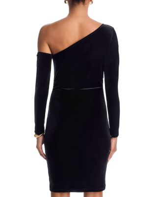 Lynne Velvet Long Sleeve One Shoulder Dress