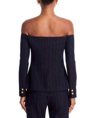 Alice Pinstripe Off Shoulder Blazer & Rebel Pants