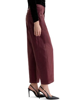 Hattie Coated High Rise Crop Barrel Jeans in Winery