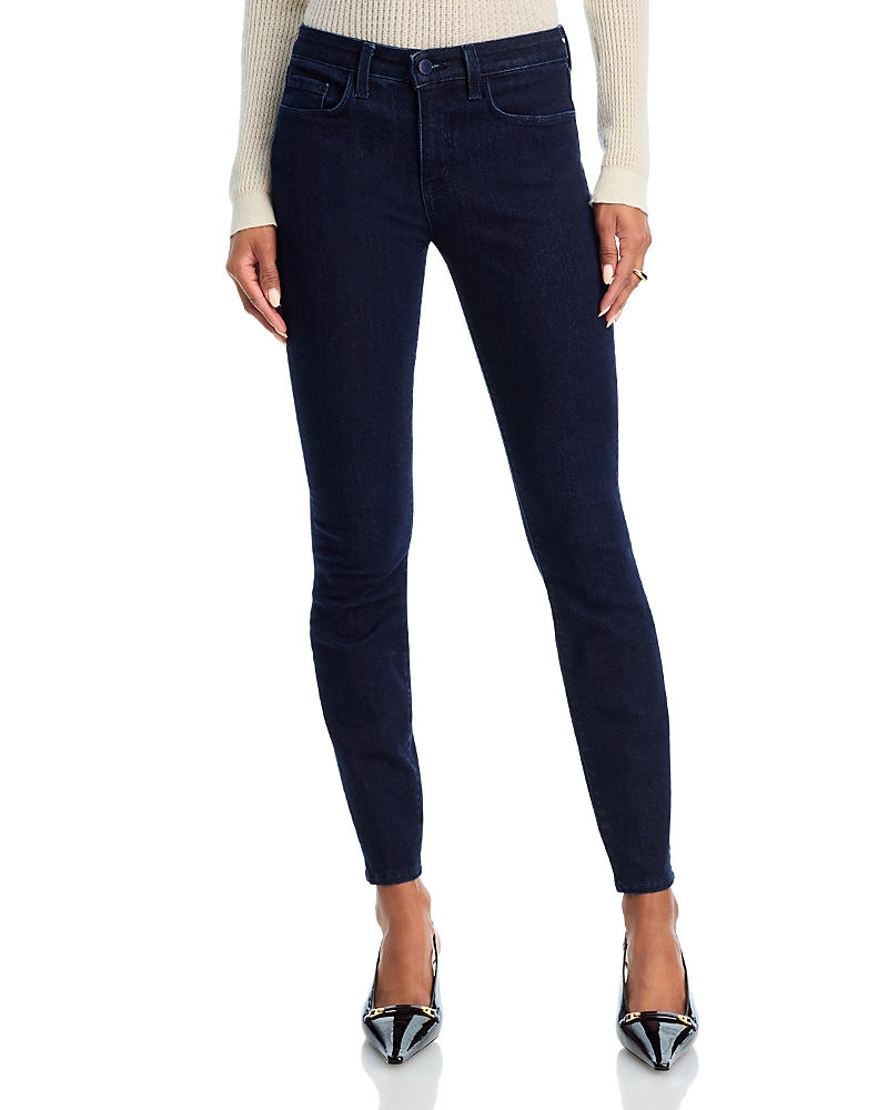 L'agence Marguerite High Rise Skinny Jeans In Black Ink In Blue