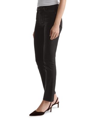 Mari Coated Mid Rise Slim Jeans in Super Black