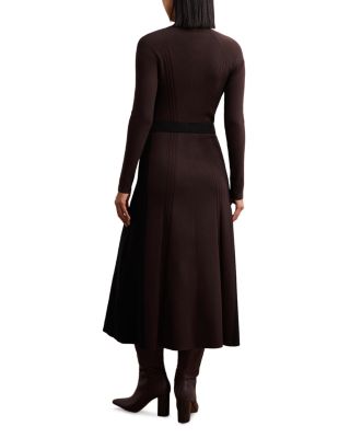 Zaya Knitted Contrast Panel Midi Dress