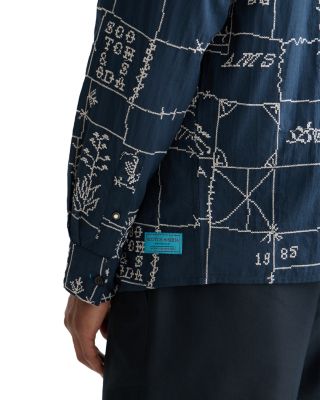 Embroidered Long Sleeve Camp Shirt