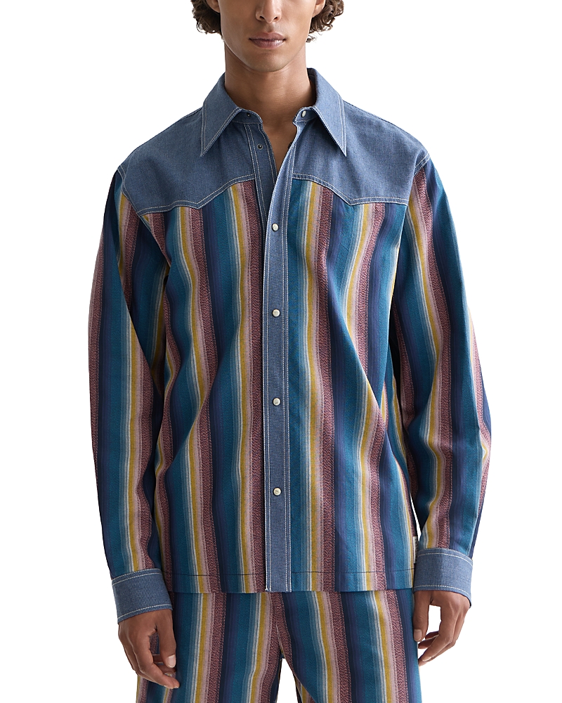 Scotch & Soda Western Long Sleeve Snap Front Shirt In Multi