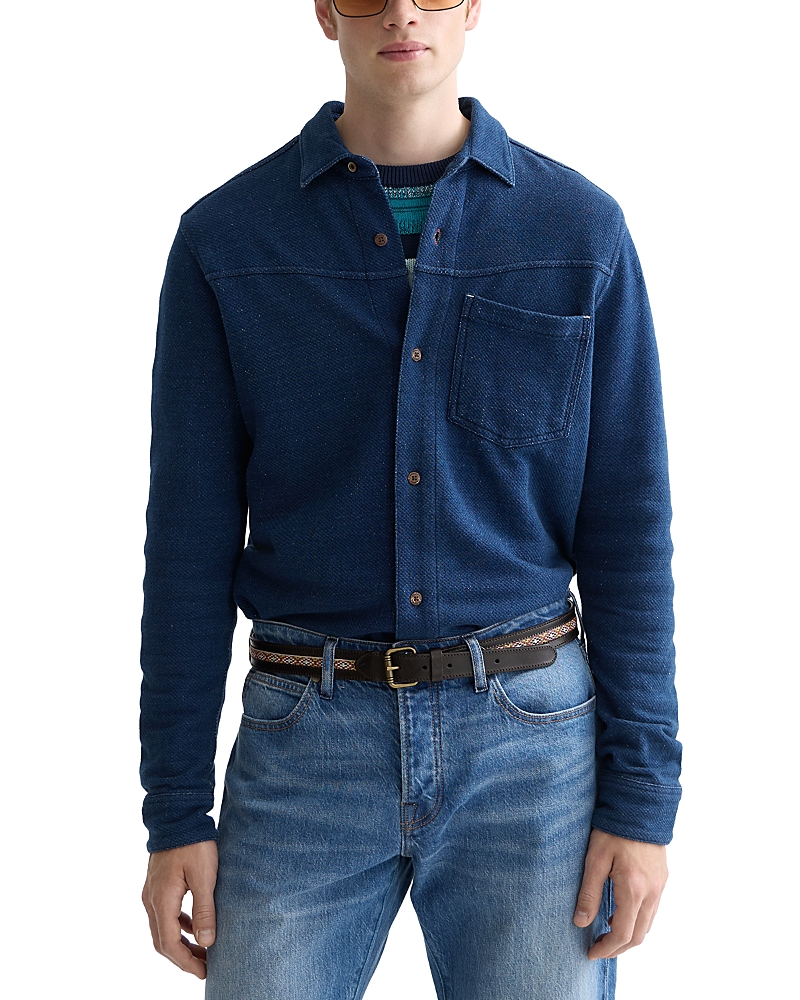 Scotch & Soda Textured Button Front Shirt In Blue