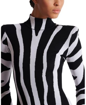 Short Knit Dress with Zebra Intarsia