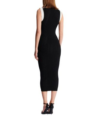 Long Two-Tone Cable-Knit Dress