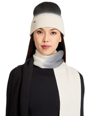 Vail Two Tone Dip Dye Rib Knit Merino Wool Scarf