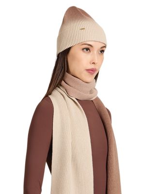 Vail Two Tone Dip Dye Rib Knit Merino Wool Scarf