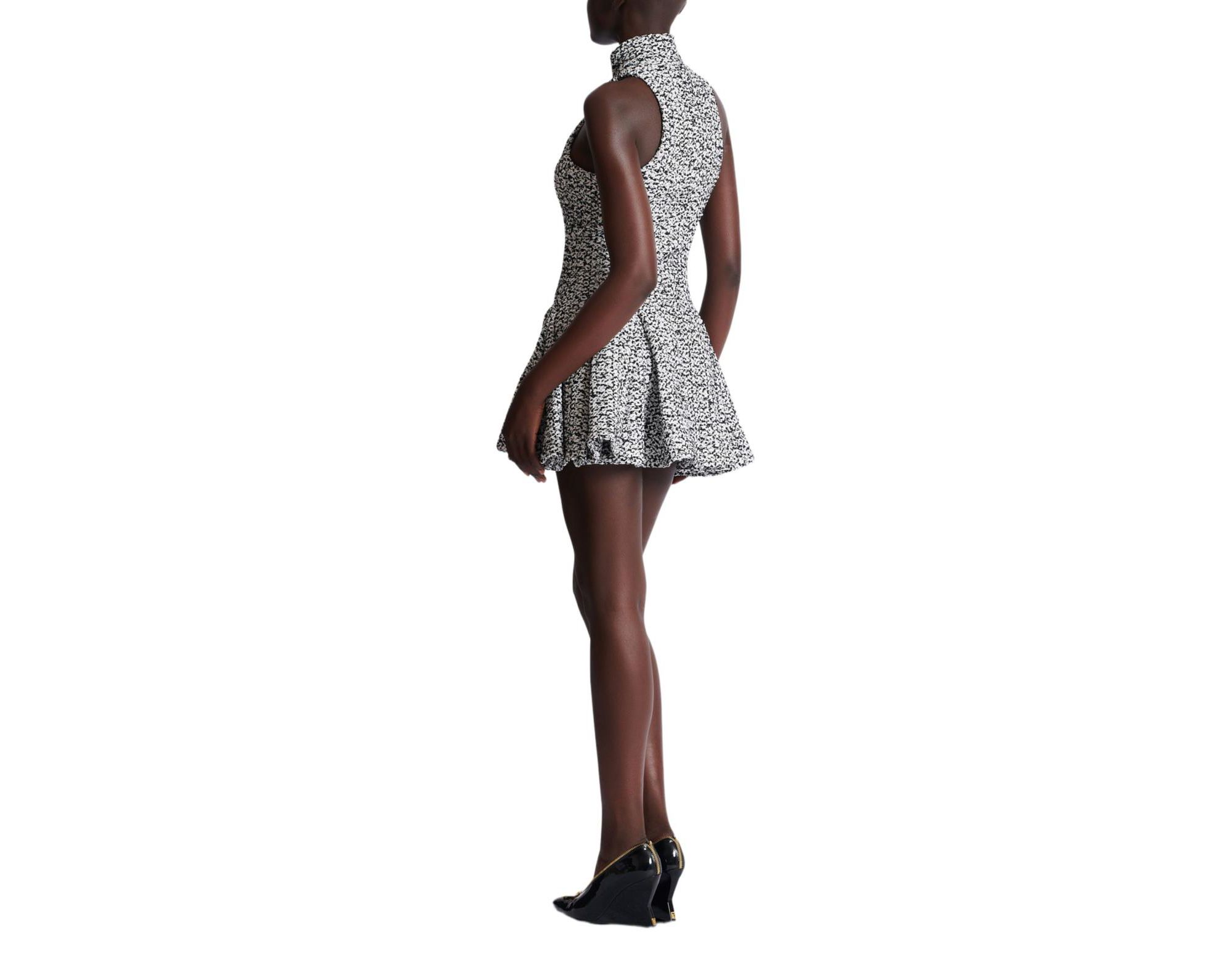 Sleeveless Flared Tweed Dress — Image 4