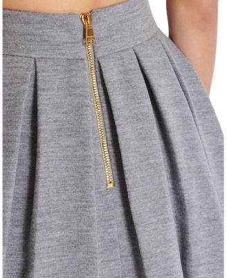  Short Pleated Cotton Knit Skirt