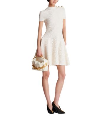 Flared Crocodile-Knit Dress