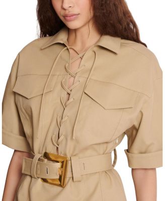 Short Cotton Gabardine Lace-Up Dress