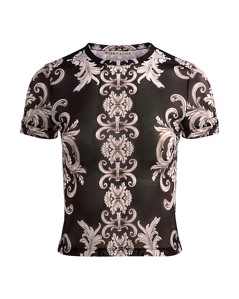 Alice And Olivia Willa Silk Tee In Black