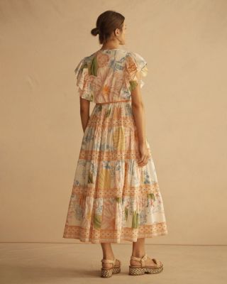 ALCIO Ruffle Sleeve Tiered Maxi Dress