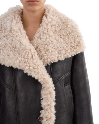 Faux Leather Fleece Trim Jacket