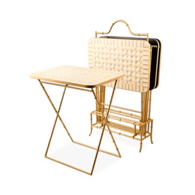 Mocha Check Cocktail Trays, Set of 4