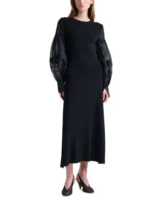 Carino Balloon Sleeve Silk Dress