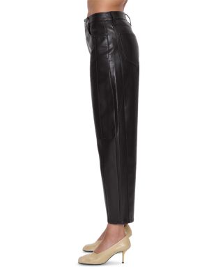 Eli High Rise Faux Leather Crop Jeans in French Roast