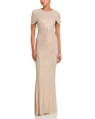 Rhinestone Cape Gown