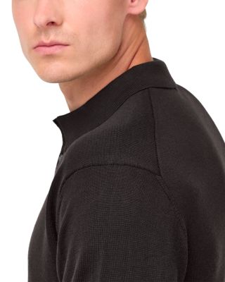 Extrafine Merino Wool Long Sleeve Knitted Polo Shirt