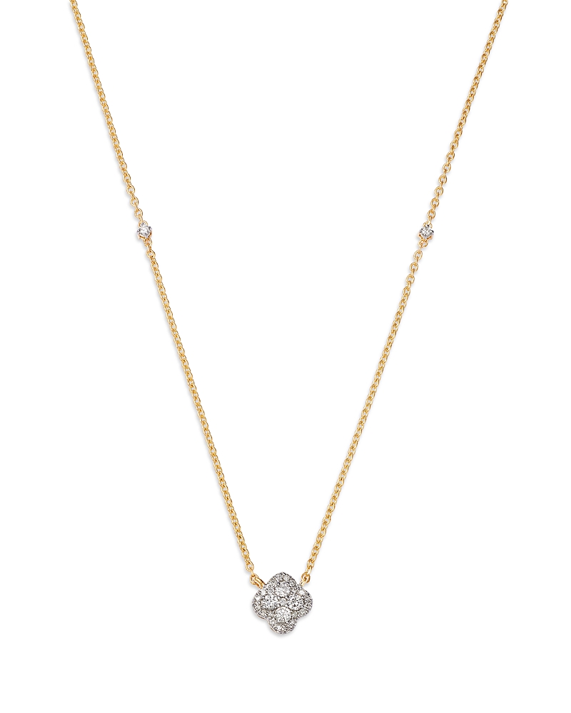 Bloomingdale's Fine Collection Diamond Clover Pendant Necklace in 14K Yellow Gold, 0.20 tcw