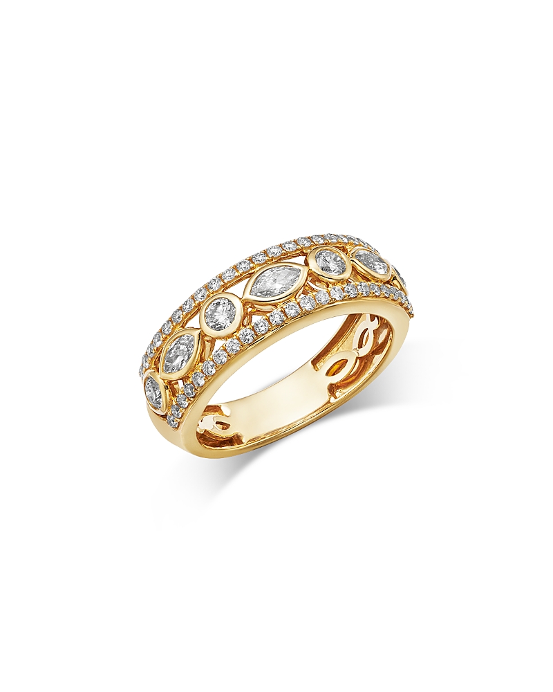 Bloomingdale's Fine Collection Diamond Marquis & Round Band in 14K Yellow Gold, 0.90 tcw