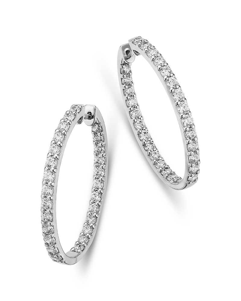 Bloomingdale's Fine Collection Diamond Inside Out Hoop Earrings in 14K White Gold, 2.5 tcw