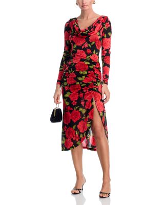 Rose Jersey Cowl Neck Midi Dress - Exclusive