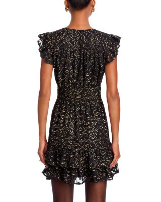 Metallic Flutter Sleeve Mini Dress - Exclusive