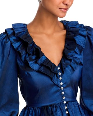 Crinkle Ruffle Collar Long Sleeve Blouse - Exclusive