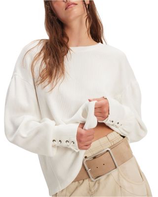 Lapis Lace Up Cuff Sweatshirt 