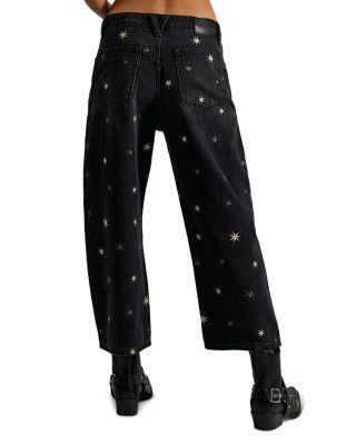 Deep Trance Embroidered High Rise Jeans in Starry Night