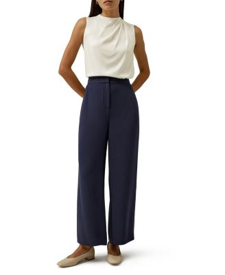 Silk Wide Leg Tailored Pant with Mid Rise
