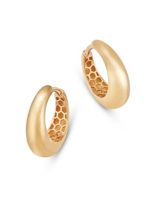 14K Yellow Gold Heavy Metal Tapered Huggie Hoop Earrings