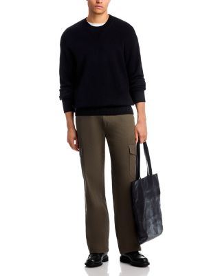 Suede Patch Crewneck Sweater