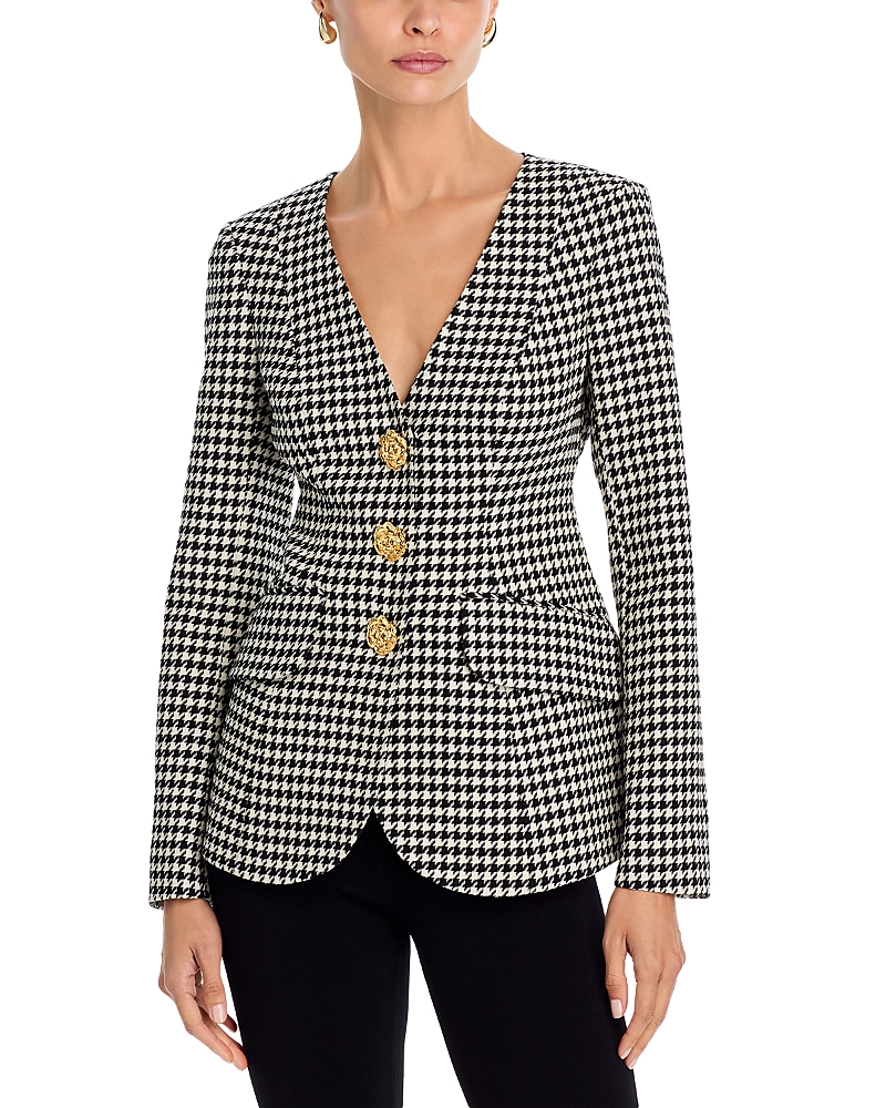 Cara Cara Houndstooth Single-breasted Blazer In Black