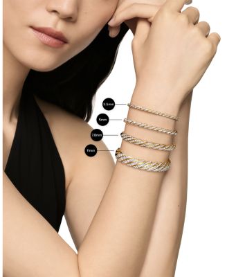 Sculpted Cable Flex Bracelet in 18K Yellow Gold with Diamonds, 11mm