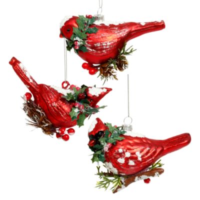 Elegant Birds Ornaments, Set of 12