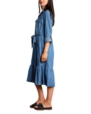 Ruffled Belted Shirtdress