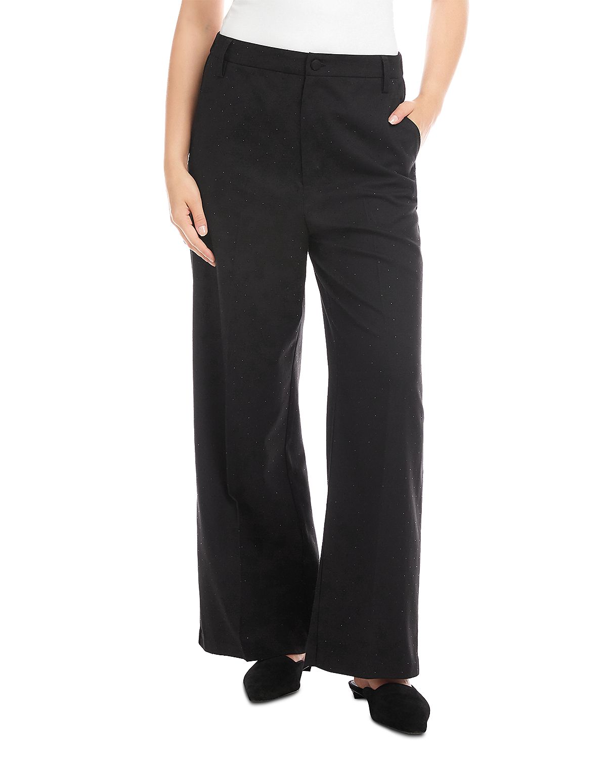 Karen Kane Rhinestone Embellished Wide Leg Trousers