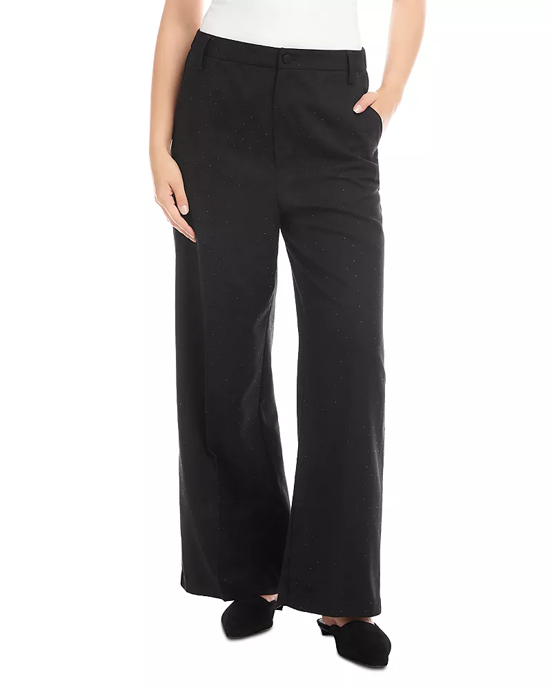Karen Kane Rhinestone Embellished Wide Leg Trousers