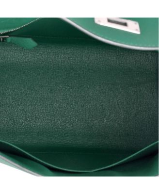  Kelly 28 Handbag Green Epsom with Palladium Hardware